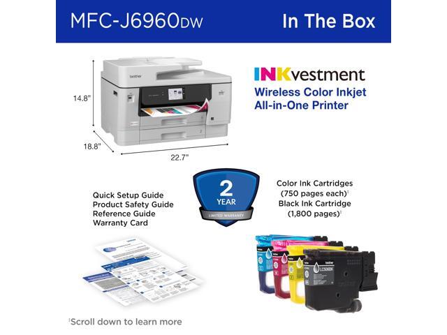 Brother - INKvestment 6960 Wireless Color All-in-One Inkjet Printer with 11”x17” capabilities/2 Paper Trays (MFCJ6960DW) - Gray - image 9