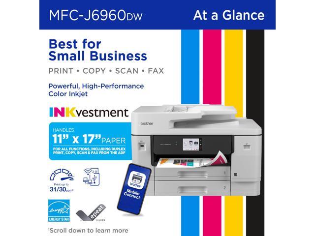 Brother - INKvestment 6960 Wireless Color All-in-One Inkjet Printer with 11”x17” capabilities/2 Paper Trays (MFCJ6960DW) - Gray - image 12