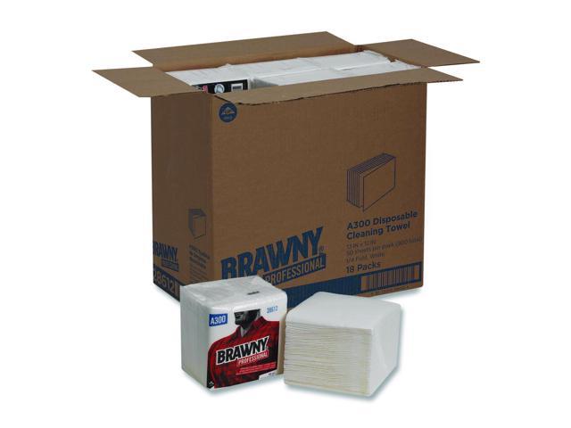Professional Cleaning Towels 1-Ply 12 x 13 White 50/Pack 18 Packs/Carton 28612