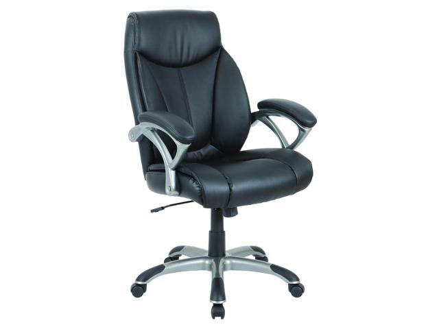 Alera Fulford Bonded Leather High-Back Managers Chair - Supports 275lb - 18.62-22.56' Seat Height - Black Seat/Back, Silver Base ALEFD41B19