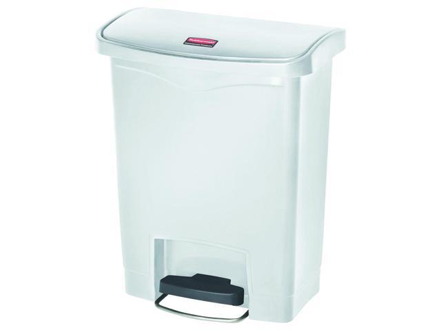 Rubbermaid - FG1883555 - Slim Jim Resin Step-On Container, Front Step Style, 8 gal, White
