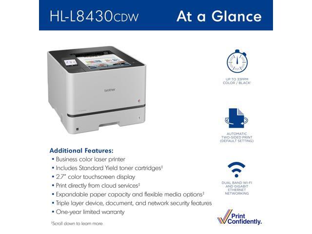 Brother - HL-L8430CDW Business Color Laser Printer with Low-Cost Printing and Wireless Networking - White - image 3