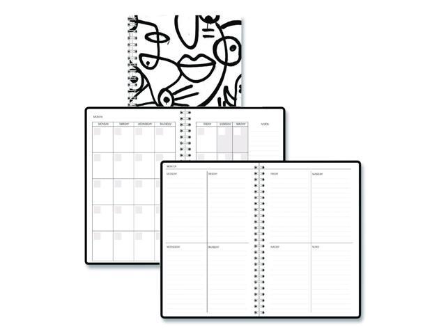 Recycled Non-Dated Monthly/Weekly Planner Abstract Faces Black/White Cover Undated 212141