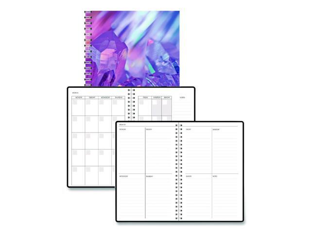 Recycled Non-Dated Monthly/Weekly Planner Crystals Blue/Pink/White Cover Undated 212143