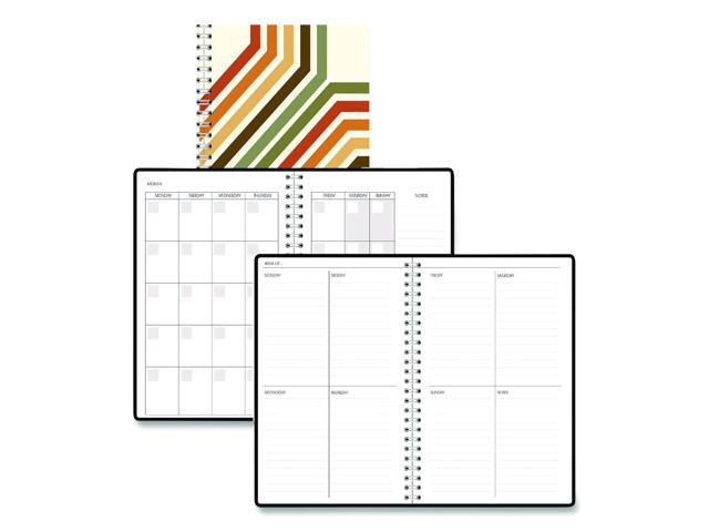 Recycled Non-Dated Monthly/Weekly Planner 70's Stripes Multicolor Cover Undated 212142