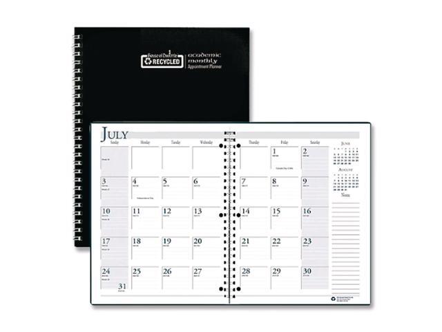 Recycled Three-Hole Punched Wirebound Academic Monthly Planner 11 x 8.5 Black Cover 14-Month: July 2025 to Aug 2026 26302