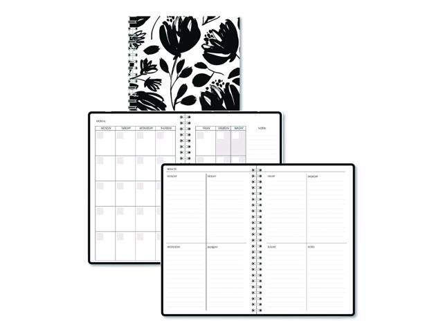 Recycled Non-Dated Monthly/Weekly Planner Black and White Floral Black/White Cover Undated 212149