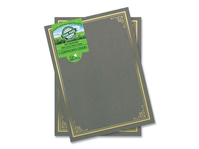 Certificate/Document Cover 9.75' x 12.5' Gray With Gold Foil 5/Pack 49114