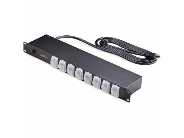 StarTech. com 8-Outlet Horizontal Rack Mount PDU, 1U Power Strip, Outlet On/Off Switches, 15A Circuit Breaker, 8ft/2.4m Cord, NEMA 5-15P/R -...
