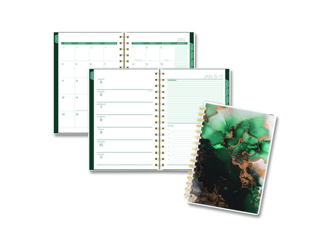 Emerald Isle Weekly/Monthly Planner 8.5 x 5.5 Green Marbled Cover 12-Month Jan-Dec: 2026 1758200