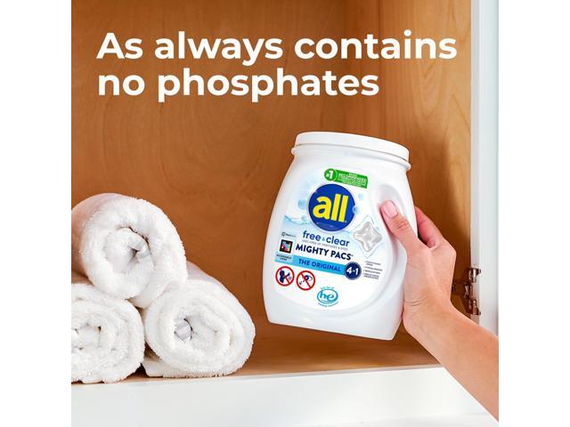 MIGHTY PACS Free Clear HE Laundry Detergent 80 Pods/Tub 4 Tubs/Carton 7261347508