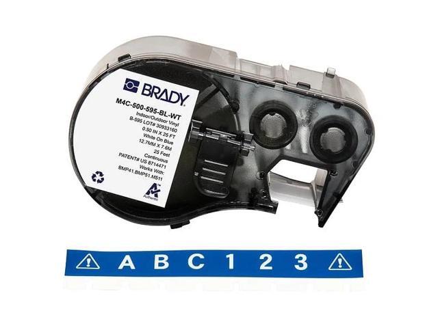 Brady Authentic All-Weather Vinyl Labels White on Blue M4C-500-595-BL-WT