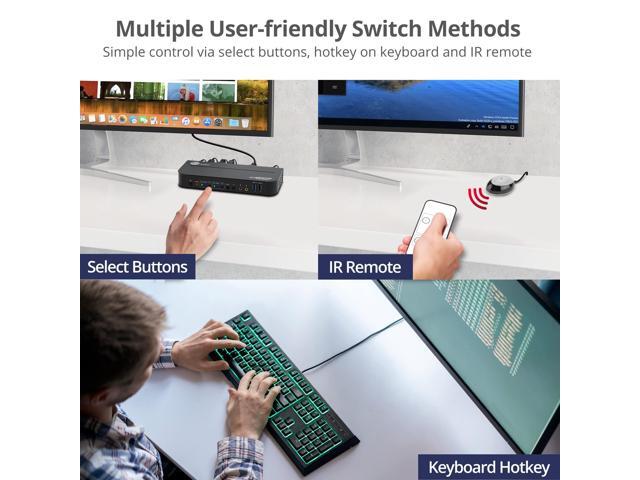 SIIG 2x1 DisplayPort 4K KVM USB 3.0 Switch with Remote Control CEKV0C11S1