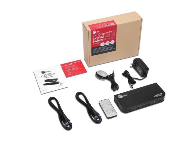 SIIG 2x1 DisplayPort 4K KVM USB 3.0 Switch with Remote Control CEKV0C11S1