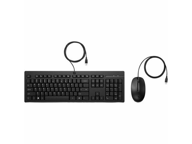 HP 225 Wired Mouse and Keyboard Combo (AX2Y7AA) - USB Type A Plunger Cable Keyboard - English (US), English (Canada) - Black - USB Type A Cable...
