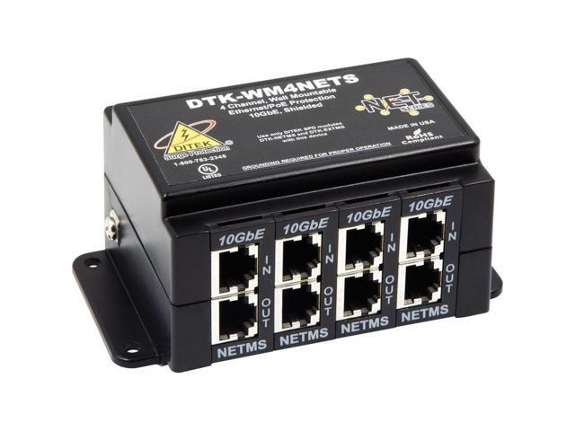 Ditek - DTK-WM4NETS - DITEK DTK-WM4NETS Surge Suppressor/Protector - 4 x RJ-45 - 144 VA