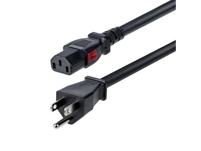StarTech 10ft (3m) Heavy Duty Power Cord, NEMA 5-15P to Locking C13, 125V 15A, 14AWG, Replacement AC Computer Power Cable