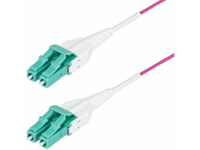 StarTech 6.6ft LC to LC (UPC) OM4 Multimode Fiber Optic Cable, Erika Violet, 50/125, 40G/100G, Uniboot Fiber Jumper Cord,