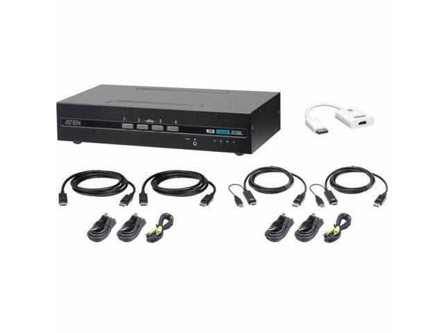 ATEN 4-Port USB DisplayPort/HDMI Dual Display Universal Secure KVM Switch Kit PSD PP v4.0 Compliant