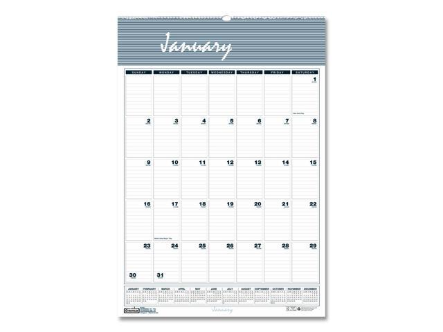 Bar Harbor Recycled Wirebound Monthly Wall Calendar 15.5 x 22 White/Blue/Gray Sheets 12-Month Jan-Dec: 2026 333