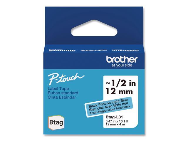 Genuine P-Touch BTAG Label Tapes 0.47' x 13.1 ft Black on Light Blue BTAGL31