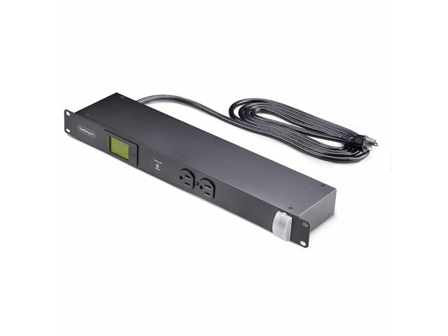 StarTech 8-Outlet Horizontal Rack Mount PDU - 1U Server Power Distribution Strip w/Surge Protector - 125V/15A - 8ft/2.4m Power Cord - TAA -...