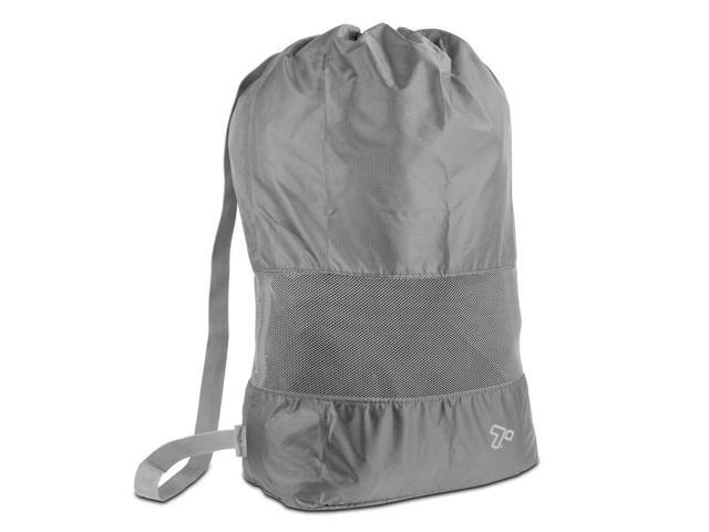 Travelon Lightweight Nylon Mesh Drawstring Storage Travel Laundry Bag Charcoal