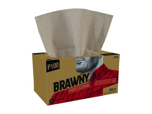 Brawny All Purpose Wipers - 1-Ply - 9 x 10.25 - Brown - 250 Wipers/Box - 24 Boxes/Carton - 29246