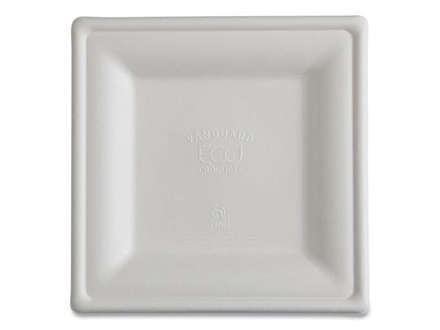 Vanguard Renewable and Compostable Sugarcane Plates 10 x 10 White 250/Carton EPP023NFA