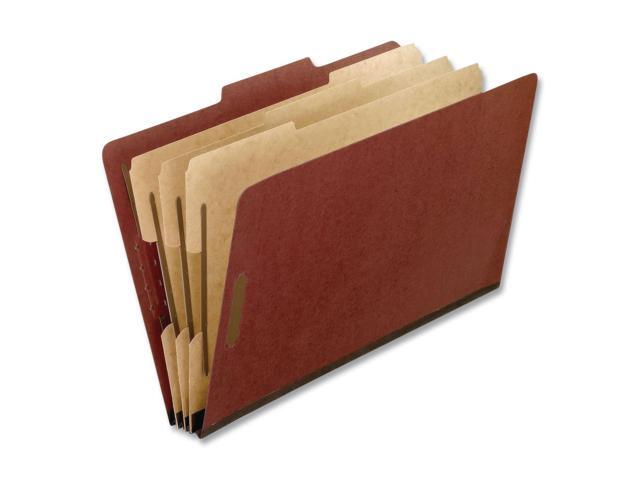 Heavy-Duty Pressboard Classification Folder 2/5-Cut Tab Expands 2' 3 Dividers 8 Fasteners Legal Size Brick Red 10/Box 2357R