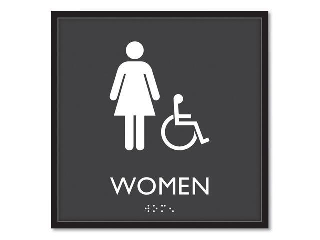 ADA Sign, Women Accessible, Plastic, 8 x8, Clear/White