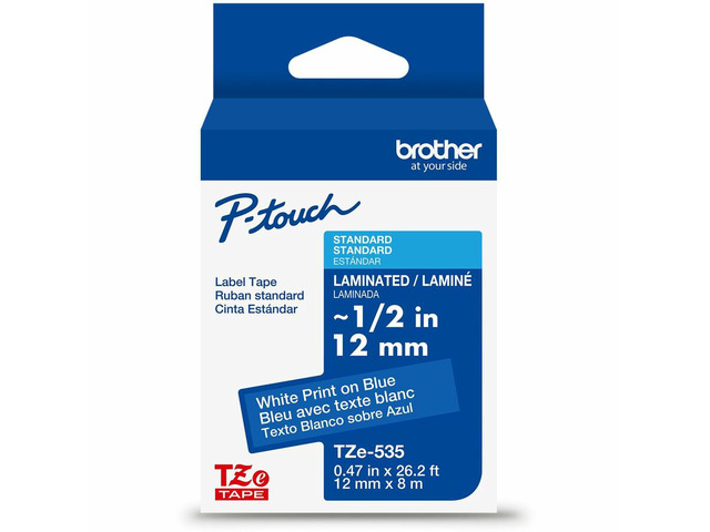 Brother Genuine P-touch TZe535 WHT on BK Label Tape Laminated 12mmX8m