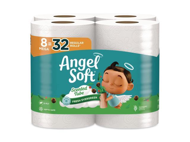 Mega Toilet Paper Limited Edition Fresh Evergreen Scent Tube Septic Safe 2-Ply White 320 Sheets/Roll 8 Rolls/Pack 79461