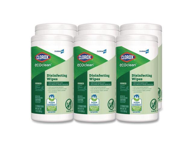 CloroxPro EcoClean Disinfecting Wipes 1-Ply 8 x 7 Unscented White 75 Count 6/Carton 60605