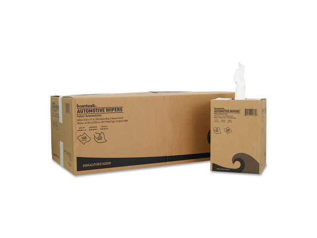 Boardwalk Automotive Shop Towels - 10.63 x 20.47 - Unscented - White - 200/Box - 8 Boxes/Carton - AUTOBX1600W