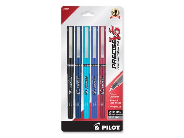 Precise V5 Rollerball Pen Stick Extra-Fine 0.5 mm Assorted Ink and Barrel Colors 5/Pack 15157