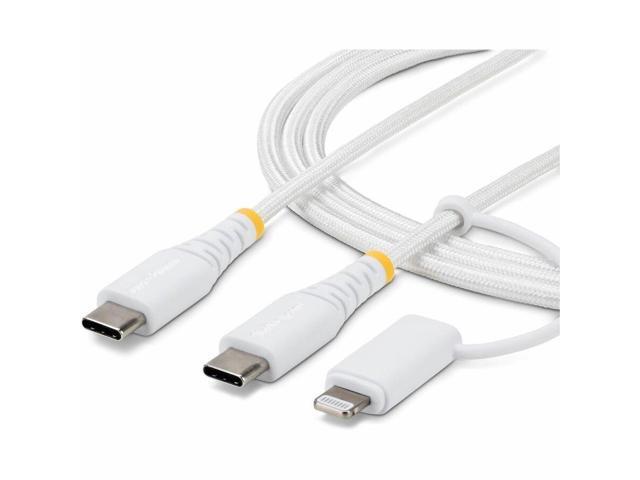 StarTech 1m (3ft) 2-in-1 Rugged USB-C Charging Cable with Lightning Adapter, 30W/60W (3A)