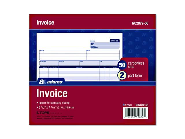 Multipart General-Purpose Invoice Forms Two-Part Carbonless 8.5 x 6.94 50 Forms Total NC287250