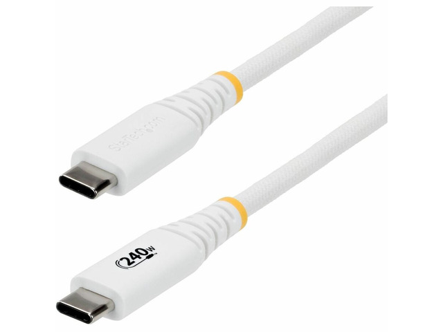 StarTech 10ft 3m USB-C Charging Cable 240W PD EPR Durable and Ultra-Flexible USB-IF Certified Rugged USB-C Charging Cord White S2CEPR10FWUSBCABLE