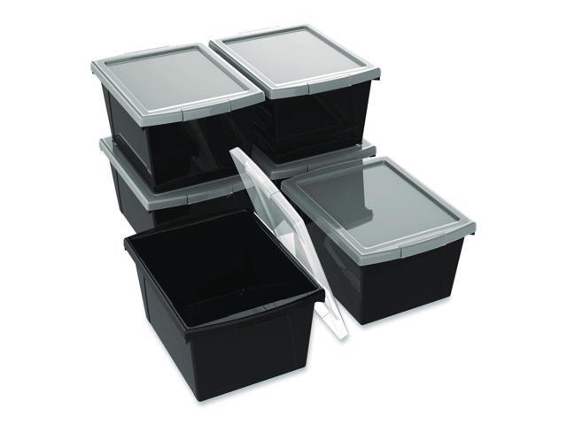 Storage Bin with Lid 4 gal 11.25' x 11.25' x 7.87' Black 6/Pack 61427U06C