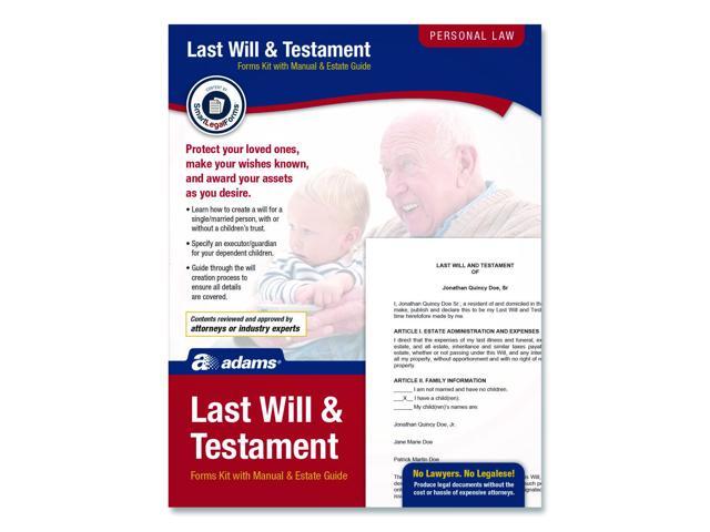 Last Will and Testament Digital Forms Kit with Manual and Estate Guide Inkjet/Laser 8.5 x 11 Unlimited Number of Forms K307