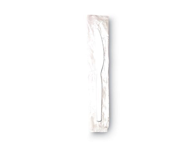 Individually Wrapped Mediumweight Polystyrene Cutlery Knife Plastic White 1000/Carton KM23C7