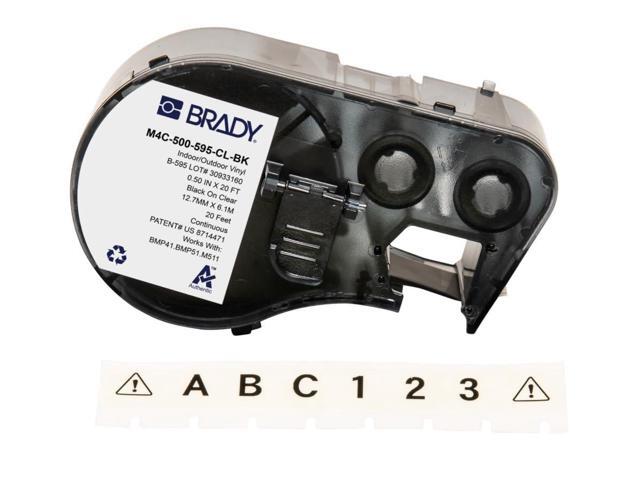 Brady All-Weather Vinyl Labels 0.5 in W x 20ft Black on Clear