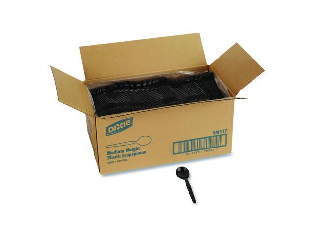 Mediumweight Polystyrene Cutlery Soup Spoon Plastic Black 1000/Carton SM517