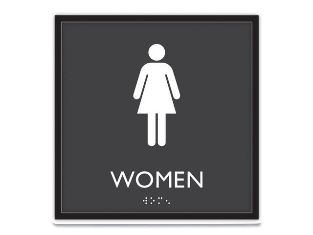 ADA Sign, Women, Plastic, 8 x 8, Clear/White