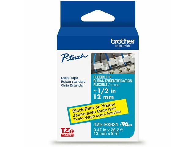 Brother Genuine P-touch TZeFX631 BK on YL Label Tape Flexible ID Laminated 12mmX8m