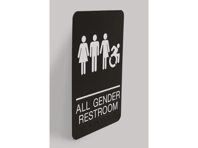 ADA Sign All Gender Restroom 6 x 9 Black Face White Graphics 7781