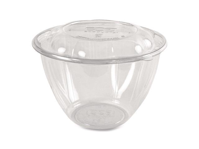 Renewable and Compostable Salad Bowls with Lids 48 oz Clear Plastic 150/Carton EPSB48