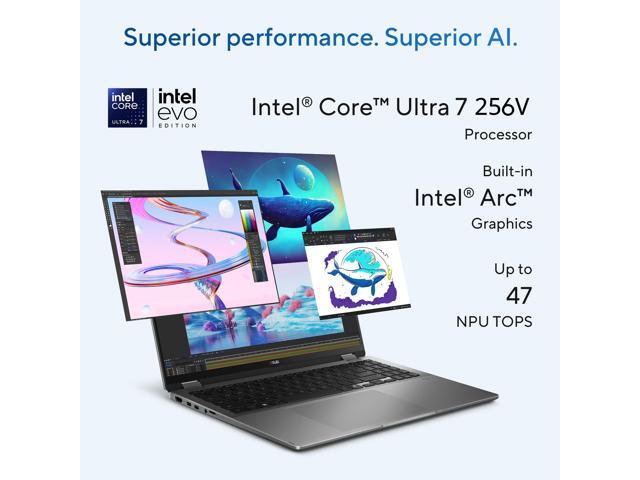 ASUS - Vivobook 16 Flip 16" 2K OLED Laptop - Intel Core Ultra 7 - 16GB RAM - 512GB SSD - Copilot+ PC - Matte Gray - image 5
