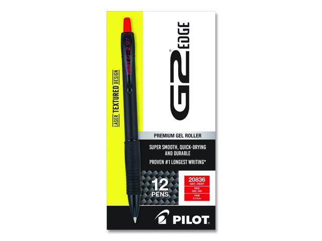 G2 Edge Premium Gel Roller Pen Retractable Fine 0.7 mm Red Ink Black/Red Barrel Dozen PIL20836